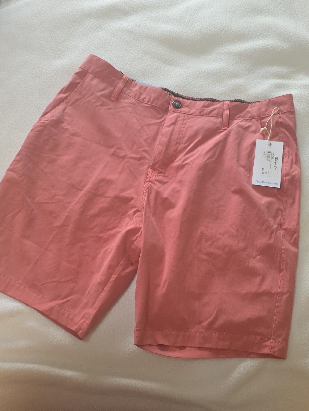Men's Coral Flat-Front Chino Shorts by Unbranded